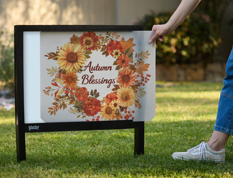 Autumn Blessings Fall Wreath Yardsy Sign - Interchangeable