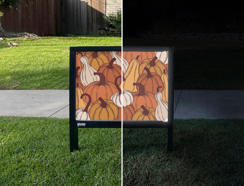 Autumn Gourds Autumn Yardsy Sign - Day Night