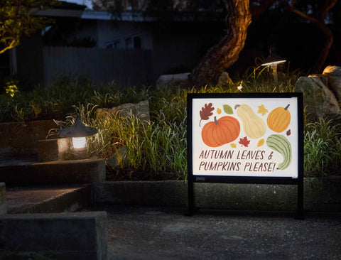 Autumn Leaves & Pumpkins Please! Yardsy Sign - Flat Feet