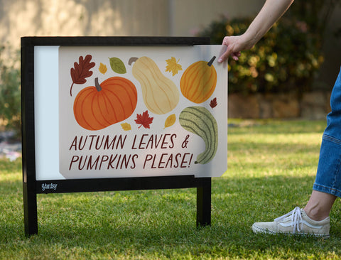 Autumn Leaves & Pumpkins Please! Yardsy Sign - Interchangeable