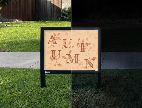 Autumn Lettering Yardsy Sign - Day Night