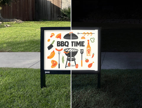 BBQ Time Yardsy Sign - Day Night
