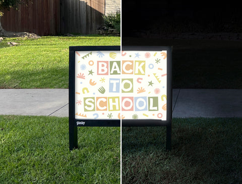 Back To School Yardsy Sign - Day Night