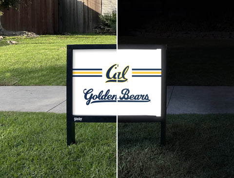 Berkeley Cal Golden Bears White Yardsy Sign - Day Night