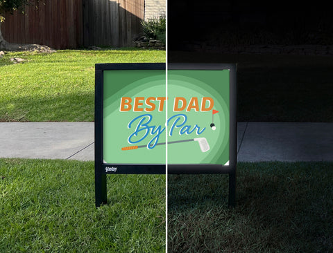 Best Dad By Par Yardsy Sign - Day Night