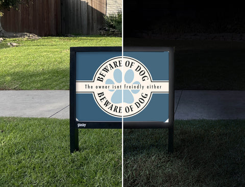 Beware Of Dog Yardsy Sign - Day Night