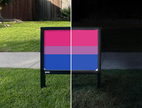 Bisexual Pride Flag Yardsy Sign - Day Night