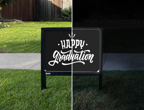 Black and White Happy Graduation Yardsy Sign