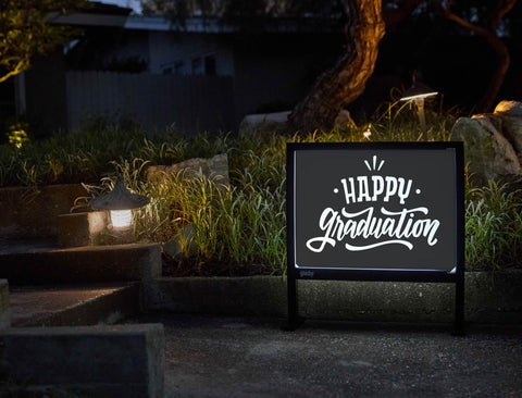 Black and White Happy Graduation Yardsy Sign