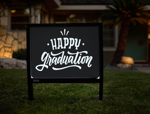 Black and White Happy Graduation Yardsy Sign