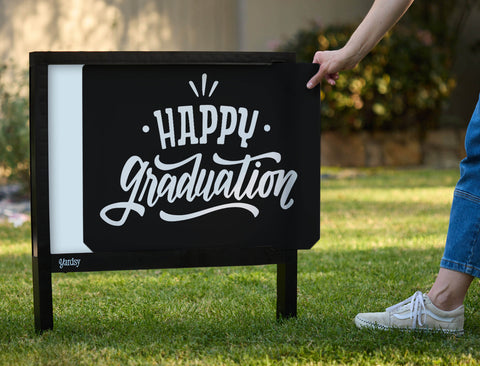 Black and White Happy Graduation Yardsy Sign