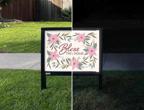 Bless This Home Yardsy Sign - Day Night