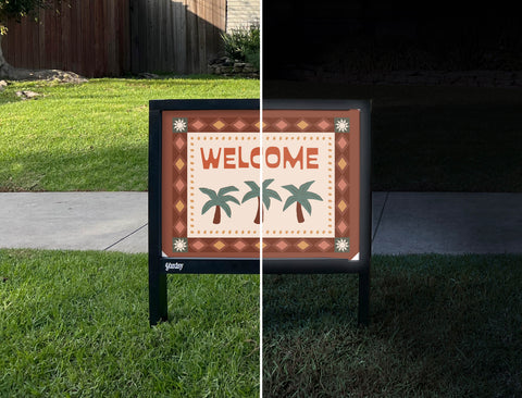 Boho Welcome Yardsy Sign - Day Night