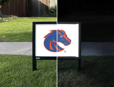 Boise State Broncos Primary Mark White Yardsy Sign - Day Night