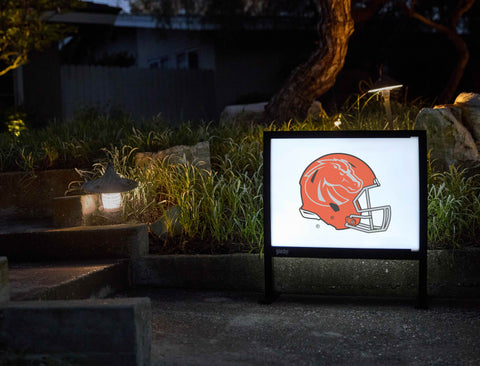 Boise State Orange Helmet Mark White Yardsy Sign - Flat Feet