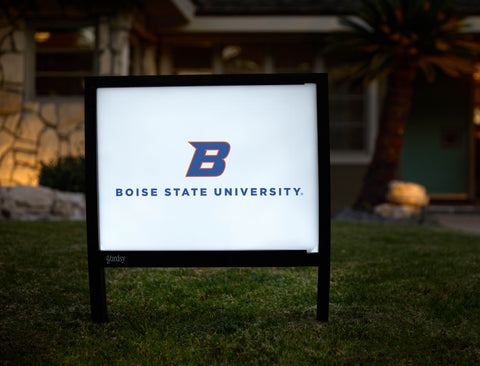Boise State Primary Academic Mark White Yardsy Sign - Hero