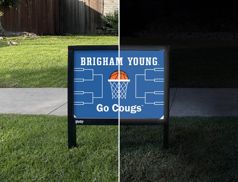 Brigham Young Basketball Yardsy Sign - Day Night
