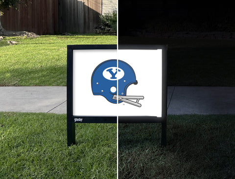 Brigham Young Helmet Blue Mark White Yardsy Sign - Day Night