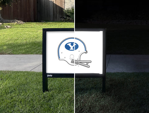 Brigham Young Helmet Mark White Yardsy Sign - Day Night