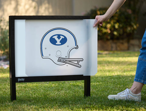 Brigham Young Helmet Mark White Yardsy Sign - Interchangeable