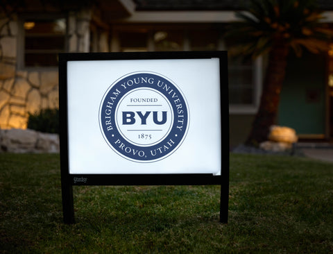 Brigham Young Institutional Mark White Yardsy Sign - Hero