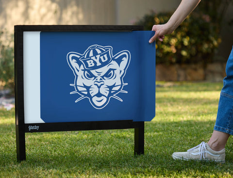 Brigham Young Mascot Royal Blue Yardsy Sign - Interchangeable