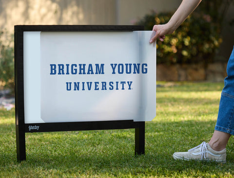 Brigham Young University Wordmark White Yardsy Sign - Interchangeable