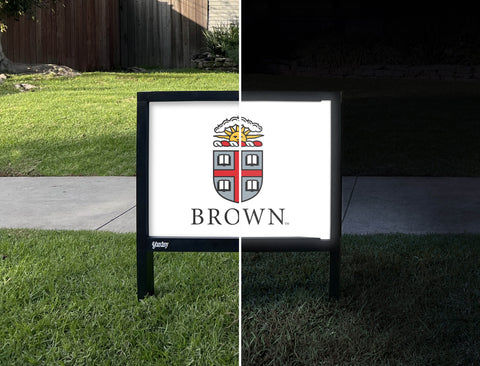 Brown University White Yardsy Sign - Day Night