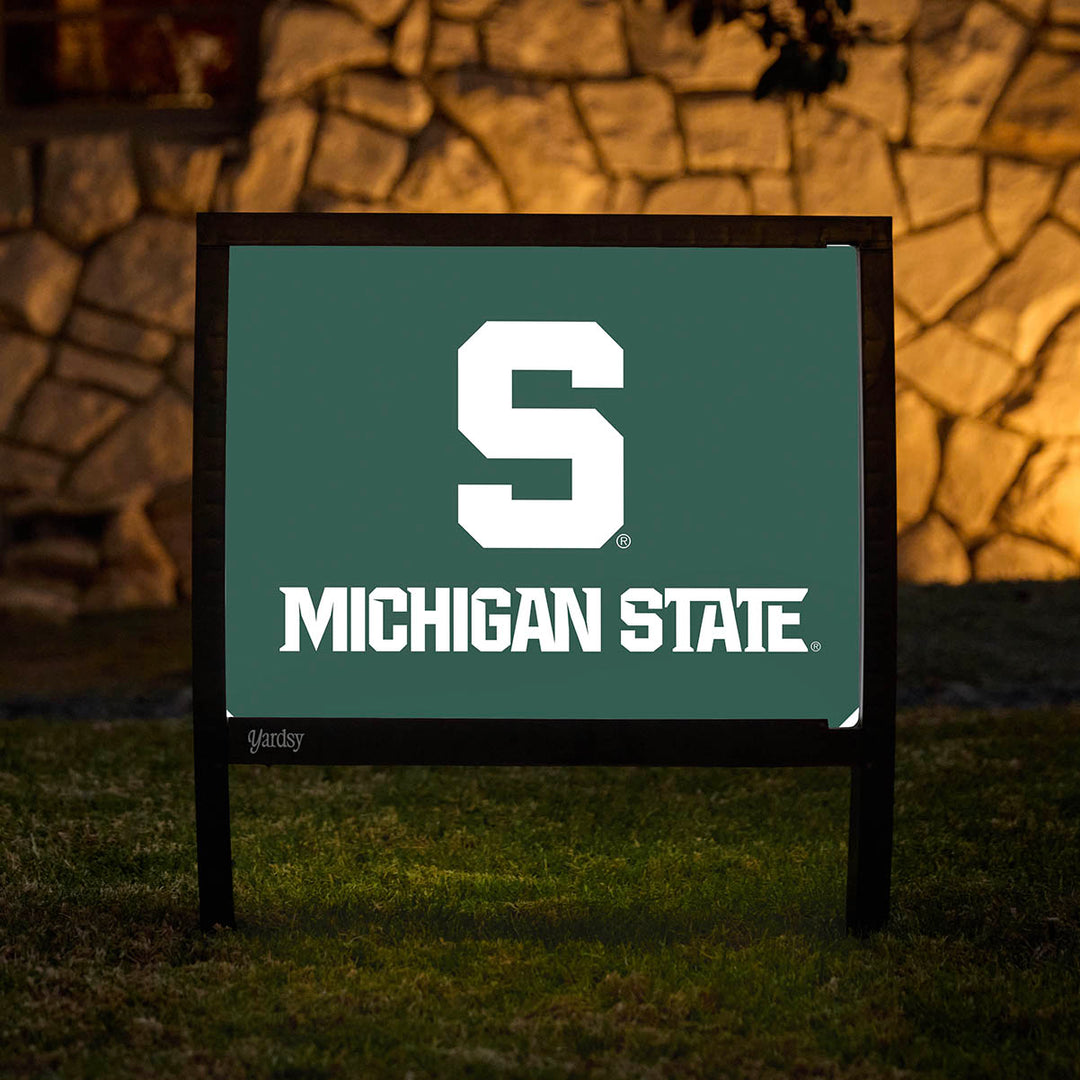 Michigan State Yard Sign – Solar Light-Up Spartans | Yardsy