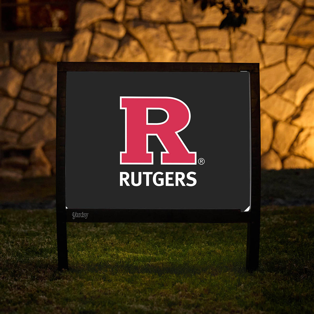 Rutgers Yard Sign – Solar Light-Up Scarlet Knights | Yardsy
