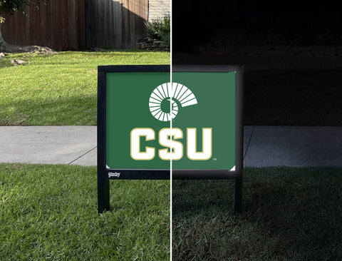 CSU Logo Green Yardsy Sign - Day Night