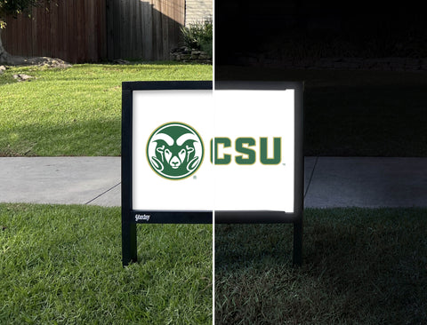 CSU Ram White Yardsy Sign - Day Night