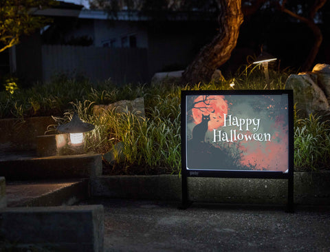 Cat And Moon Happy Halloween Yardsy Sign - Flat Feet