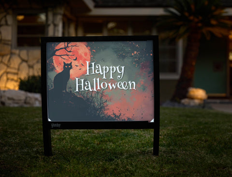 Cat And Moon Happy Halloween Yardsy Sign - Hero