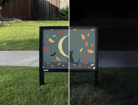 Cat And Moon Fall Yardsy Sign - Day Night