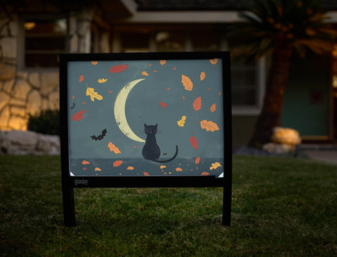 Cat And Moon Fall Yardsy Sign - Hero