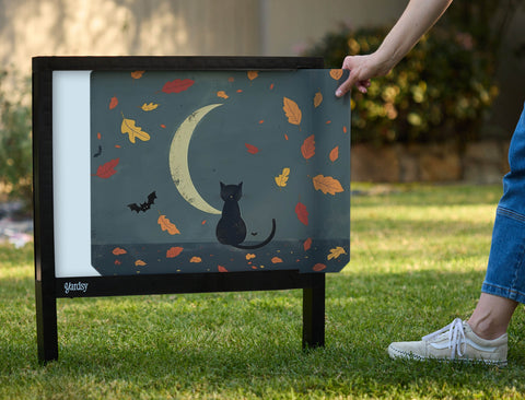 Cat And Moon Fall Yardsy Sign - Interchangeable