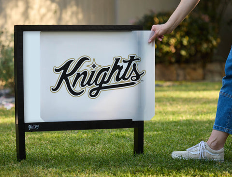 UCF Knights Script Mark White Yardsy Sign - Interchangeable