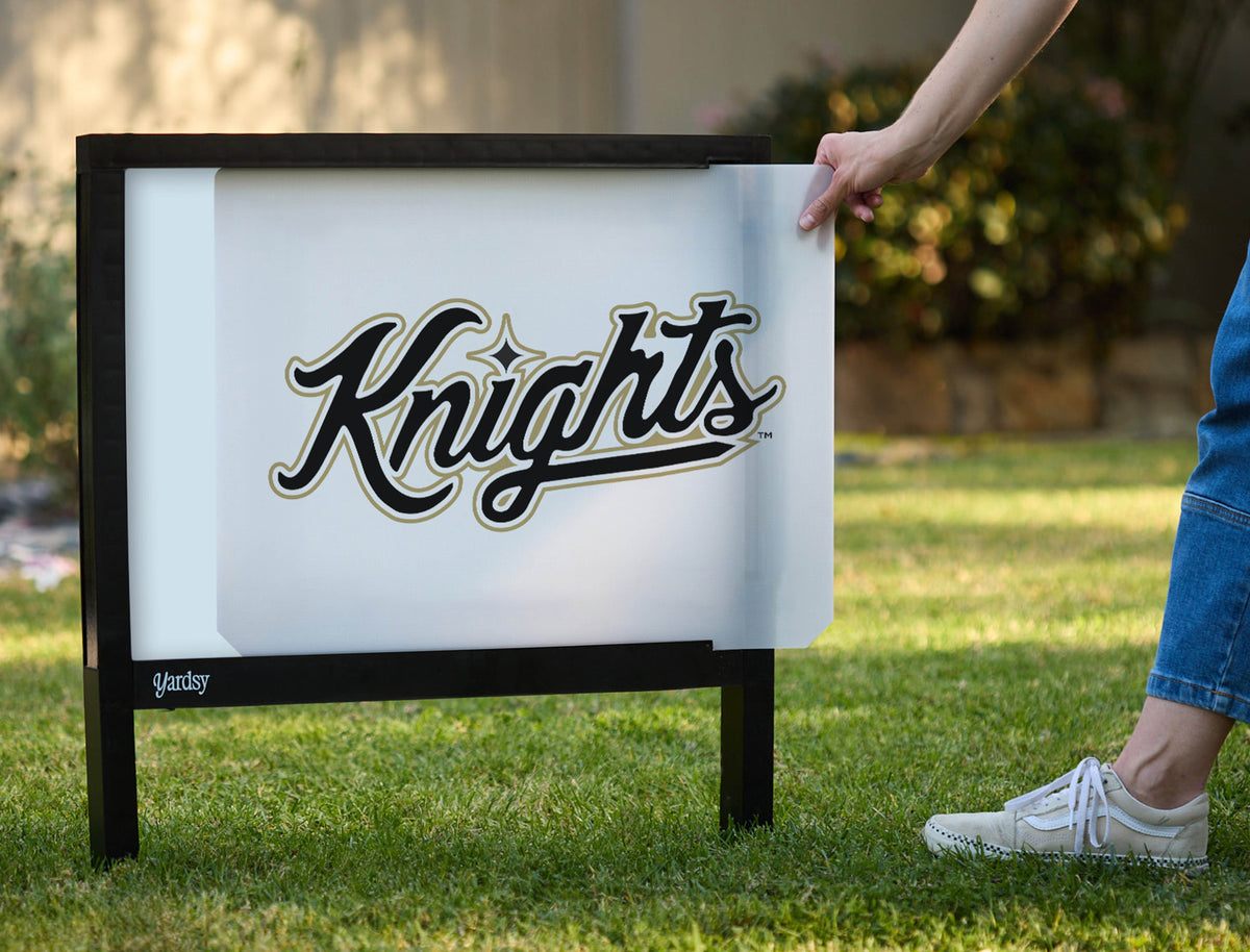 UCF Knights Script Mark White Yardsy Sign