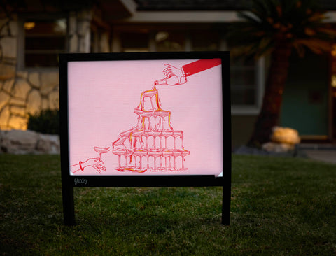 Champagne Tower Yardsy Sign