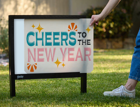 Cheers to the New Year Yardsy Sign