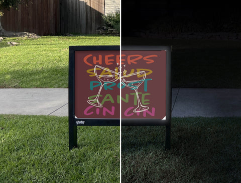 Cheers Yardsy Sign - Day Night