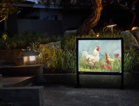Chickens And Flowers Animal Yardsy Sign - Flat Feet