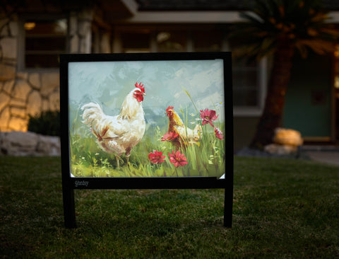 Chickens And Flowers Animal Yardsy Sign - Hero