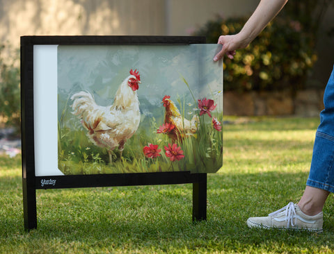 Chickens And Flowers Animal Yardsy Sign - Interchangeable