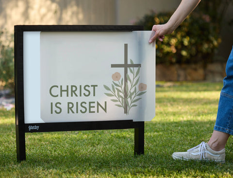 Christ Is Risen Cross Yardsy Sign - Interchangeable
