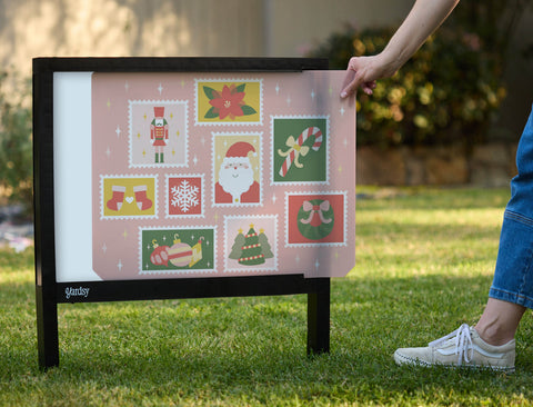 Christmas Postage Stamps Yardsy Sign - Interchangeable