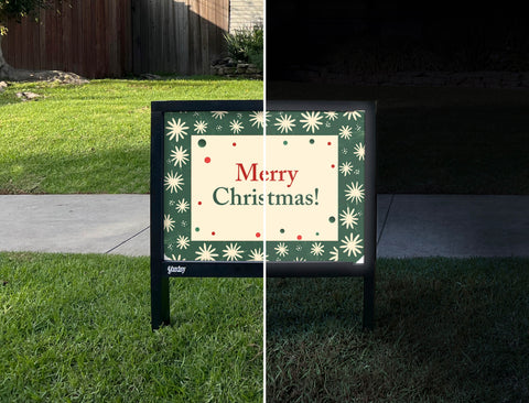 Christmas Retro Pattern Holiday Yardsy Sign - Day Night