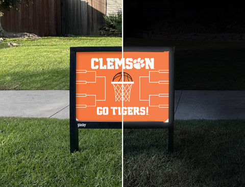 Clemson Basketball Yardsy Sign - Day Night