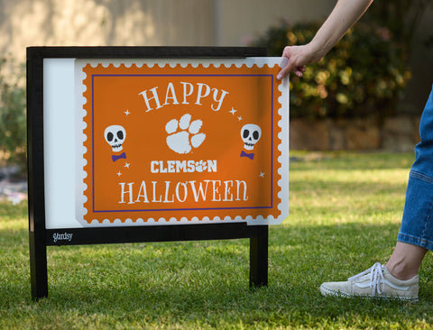 Clemson Happy Halloween Skulls Yardsy Sign - Interchangeable